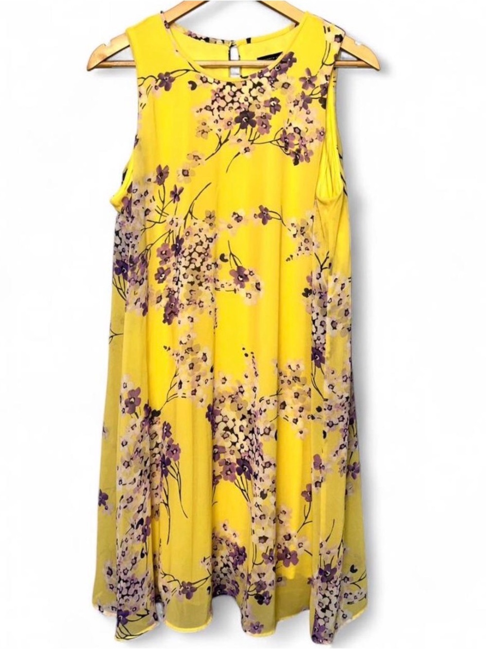 Tommy Hilfiger Yellow Floral Flowy Swing Dress 12 Cottagecore Coquette Preppy